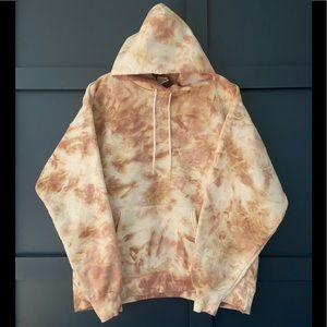 Brown and Tan Tie Dye Hooded Sweatshirt